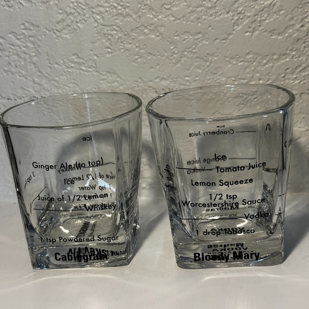 Kikkerland Bartending Rocks‎ Glasses Set of 2 & 8 Recipes